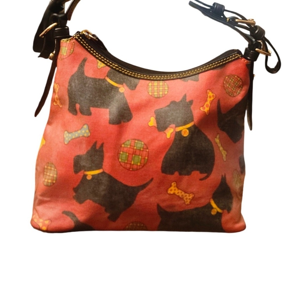 Dooney & Bourke Scottie Dog Print Red Coated Canvas Hobo Shoulder Bag - Picture 6 of 11